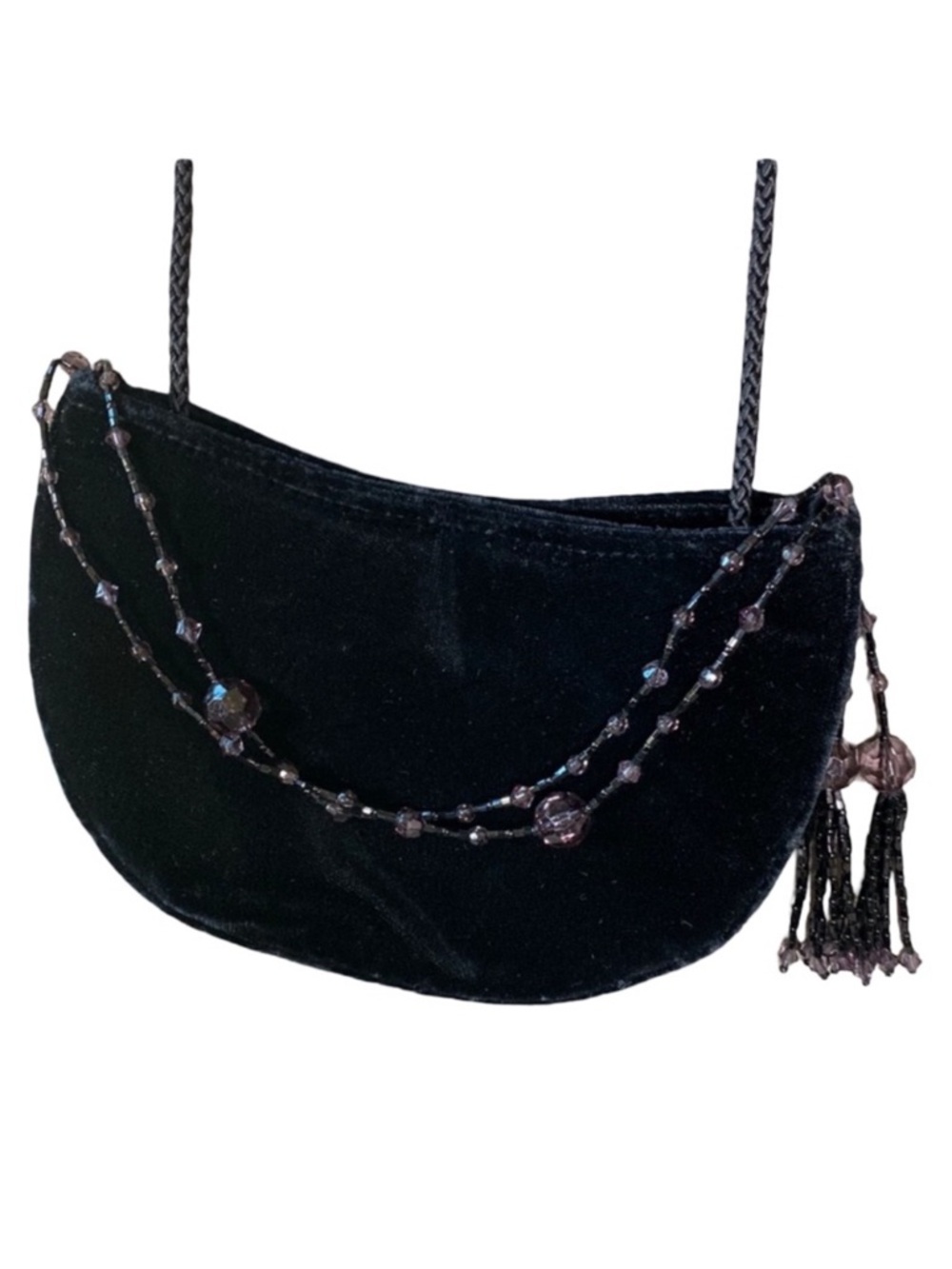 Vintage La Regale Black Velvet & Beaded Clutch Evening Bag